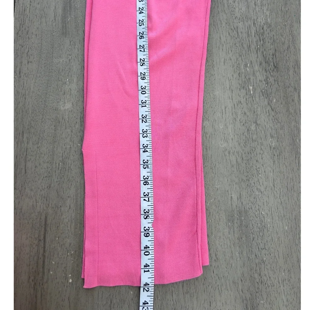 Zara Girls Pink Knit Wide Leg Pants Elastic Waist Side Slit Size S